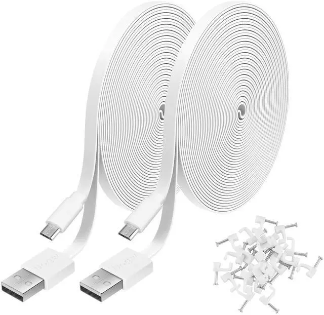 Main image of 2 Pack 13.1FT Power Extension Cable Compatible with WyzeCam,Wyze Cam v4,WyzeCam Pan,WYZE Cam OG,Kasa Cam,Nest Cam,Blink,Cloud Cam,USB to Micro USB Charging and Data Sync Cord for CameraNot Type C