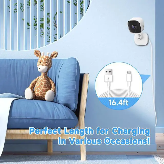 Alt view image 7 of 7 - 2 Pack 16.4ft 5M Micro USB Cable, Charging and Data Transfer, Micro USB Power Cord for Wyze Cam YI Camera Nest Cam Blink Netvue Kasa Cam Cloud Camera Furbo Dog Arlo Q and More Micro USB Devices-White