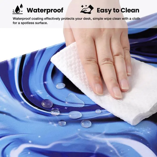 Alt view image 3 of 6 - Waterproof Mouse Pad with Durable Stitched Edge, Large Gaming Keyboard Pad, Non-Slip Rubber Base, Extended Desk pad for Gamer, Office & Home, Fluid Mousepad 31.5''x 11.8''x 0.12''