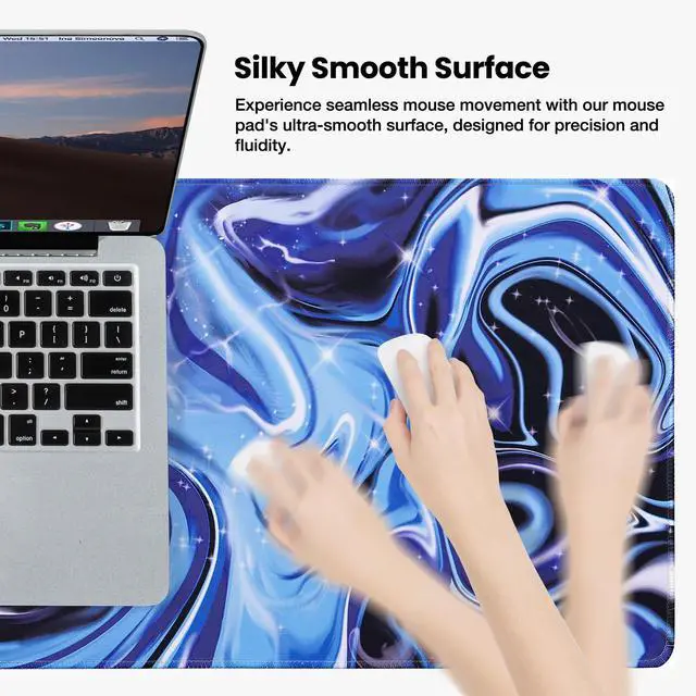 Alt view image 4 of 6 - Waterproof Mouse Pad with Durable Stitched Edge, Large Gaming Keyboard Pad, Non-Slip Rubber Base, Extended Desk pad for Gamer, Office & Home, Fluid Mousepad 31.5''x 11.8''x 0.12''