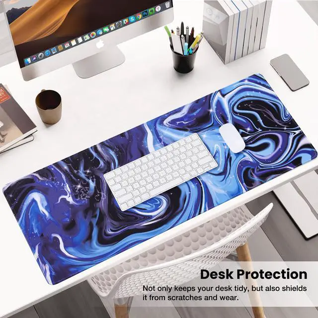 Alt view image 5 of 6 - Waterproof Mouse Pad with Durable Stitched Edge, Large Gaming Keyboard Pad, Non-Slip Rubber Base, Extended Desk pad for Gamer, Office & Home, Fluid Mousepad 31.5''x 11.8''x 0.12''