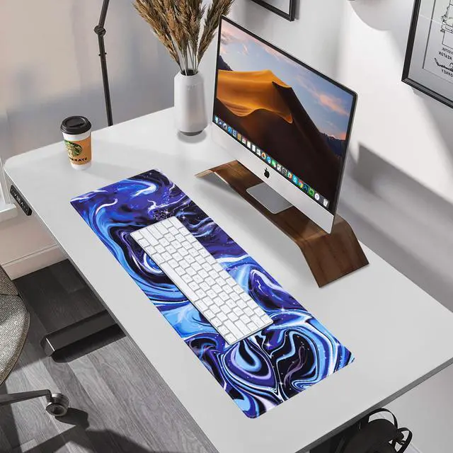 Alt view image 6 of 6 - Waterproof Mouse Pad with Durable Stitched Edge, Large Gaming Keyboard Pad, Non-Slip Rubber Base, Extended Desk pad for Gamer, Office & Home, Fluid Mousepad 31.5''x 11.8''x 0.12''
