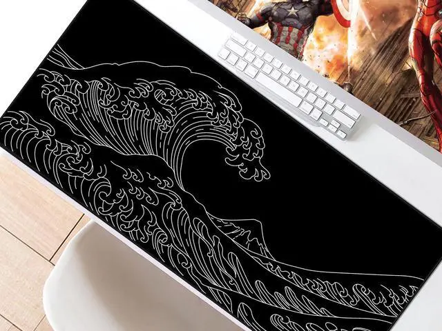 Alt view image 6 of 6 - Gaming Mouse Pad, Large Mousepad with Non-Slip Rubber Base, Smooth Cloth Surface Desk Keyboard Mat for Computer, PC, Laptop, Desktop 35.4 x 15.7 Inches, Black