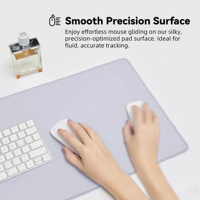 Alt view image 3 of 7 - Waterproof Large Gaming Mouse Pad with Durable Stitched Edges, Non-Slip Rubber Base, Grainy Jacquard Mouse Mat Desk Pad for Home Office Gaming, 31.5''x11.8''x0.12'', Matte Light Gray