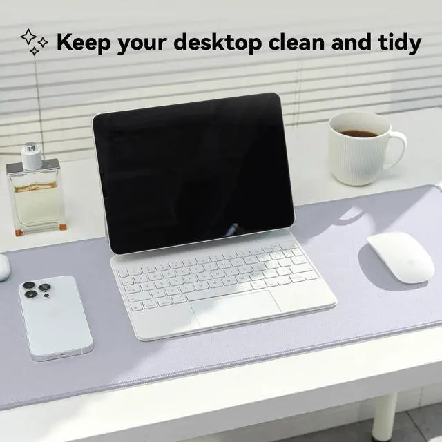 Alt view image 7 of 7 - Waterproof Large Gaming Mouse Pad with Durable Stitched Edges, Non-Slip Rubber Base, Grainy Jacquard Mouse Mat Desk Pad for Home Office Gaming, 31.5''x11.8''x0.12'', Matte Light Gray
