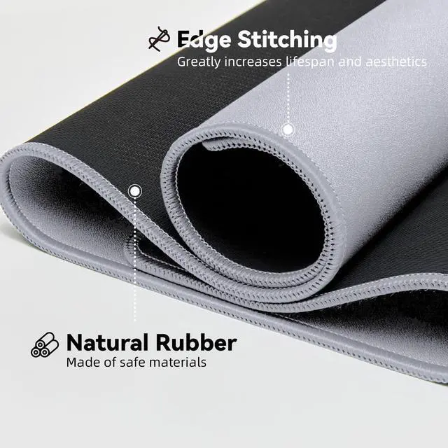 Alt view image 5 of 7 - Waterproof Large Gaming Mouse Pad with Durable Stitched Edges, Non-Slip Rubber Base, Grainy Jacquard Mouse Mat Desk Pad for Home Office Gaming, 31.5''x11.8''x0.12'', Matte Light Gray
