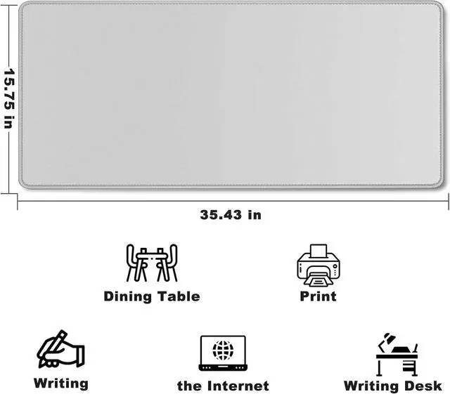 Alt view image 2 of 7 - Large Mouse Pad, Desk Mat Large Office Desk Pad Gaming Mouse Pad with Stitched Edges, 35.4" x 15.7" Mousepad with Non-Slip Waterproof Rubber Base for PC Laptop Home Office Accessories, Gray