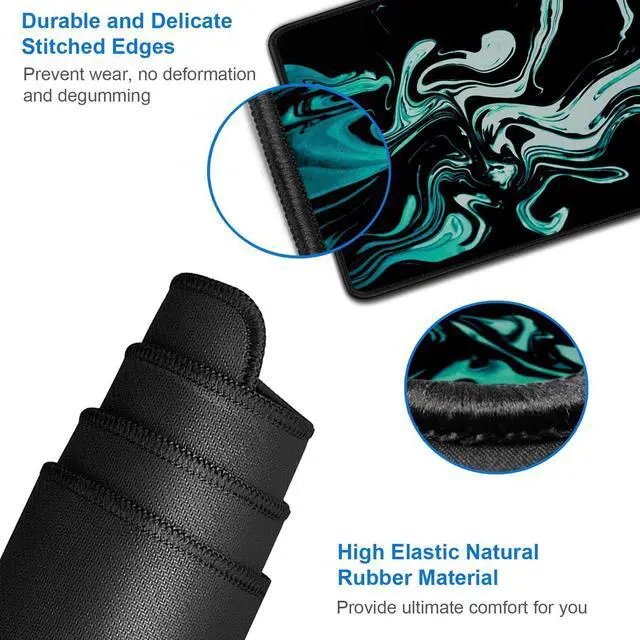 Alt view image 5 of 7 - Large Mouse Pad, 31.5x15.7 inch Large Extended Computer Keyboard Mouse Mat, Water Resist Non-Slip Mousepad Rubber Base Long XXL Desk Mouse Pad for Gaming, Office & Home, Marble Cyan