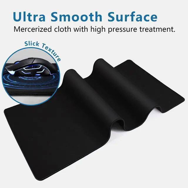 Alt view image 3 of 7 - Large Mouse Pad- 31x12 in. XL Mousepad Keyboard Pad with Stitched Edges, Uitra-Smooth Mouse Mat & Non-Slip Rubber Base, Gaming Mouse Pad for Gamer, Office & Home, Black