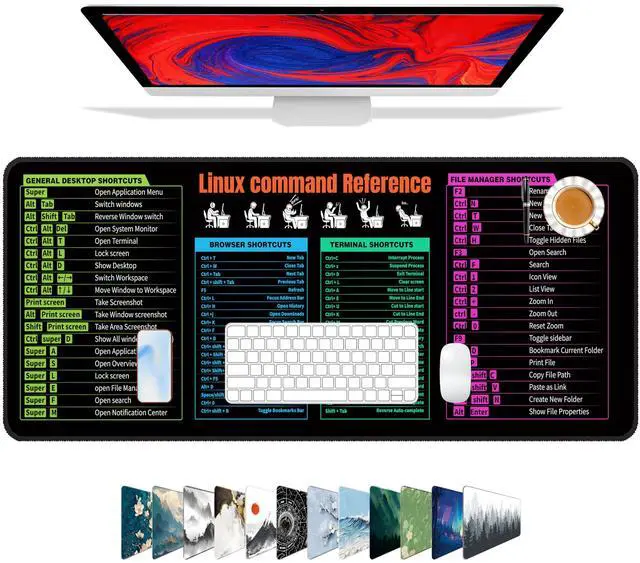 Main image of Gaming Mouse Pad XXL XL Large Long Extended Big Mousepad Non-Slip Rubber Keyboard Mouse Pad with Stitched Edges for Laptop Home Office (31.5x11.8x0.08 Inch) -Notes