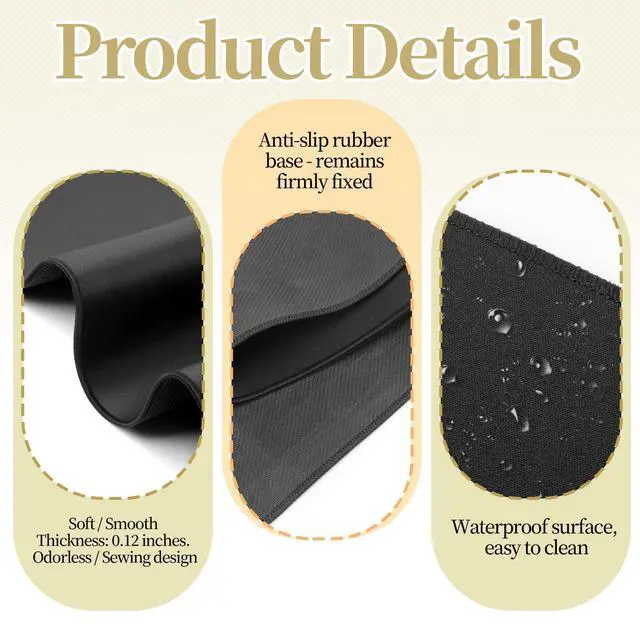 Alt view image 4 of 7 - Large Mouse Pad for Desk, 36x16 Inch Black Gaming Mouse Pad Non-Slip Waterproof Desktop Computer Keyboard Mat for Office, Home, XL