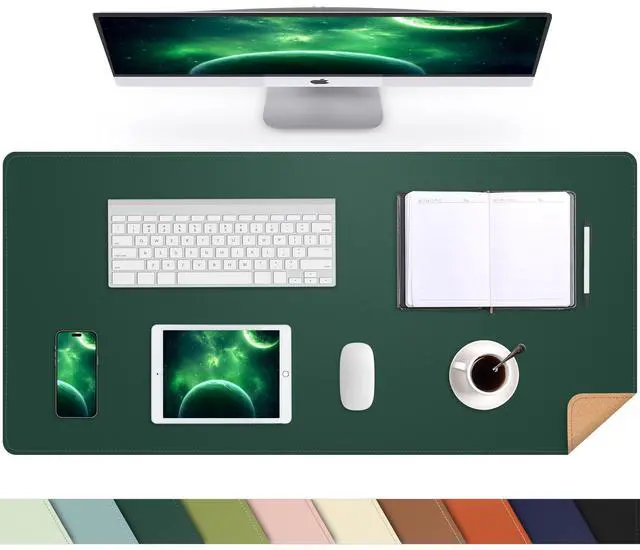 Main image of Cork Desk Mat 35.4" x 17", Dual-Sided Natural Cork & PU Leather Desk Pad, Non-Slip Waterproof Large Mouse Pad for Office, Home & Gaming (Dark Green)