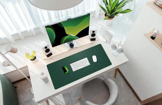Alt view image 5 of 5 - Cork Desk Mat 35.4" x 17", Dual-Sided Natural Cork & PU Leather Desk Pad, Non-Slip Waterproof Large Mouse Pad for Office, Home & Gaming (Dark Green)