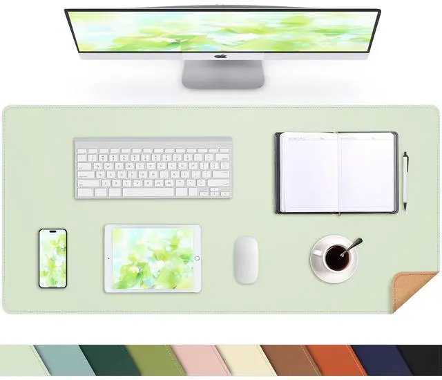 Main image of Cork Desk Mat 35.4" x 17", Dual-Sided Natural Cork & PU Leather Desk Pad, Non-Slip Waterproof Large Mouse Pad for Office, Home & Gaming (Light Green)