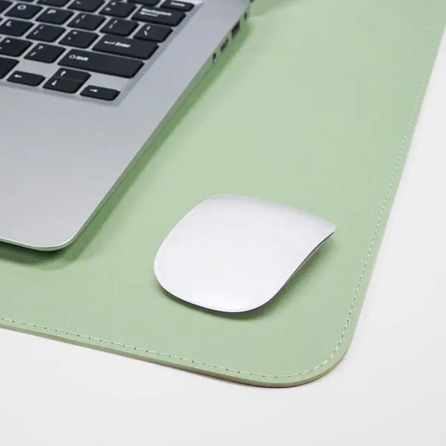 Alt view image 4 of 5 - Cork Desk Mat 35.4" x 17", Dual-Sided Natural Cork & PU Leather Desk Pad, Non-Slip Waterproof Large Mouse Pad for Office, Home & Gaming (Light Green)