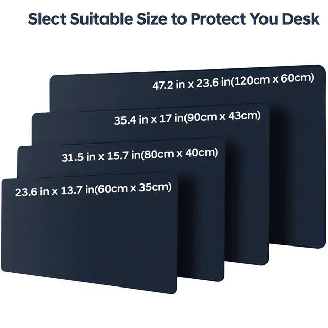 Alt view image 6 of 7 - Leather Desk Pad Protector, Office Desk Mat, Large Mouse Pad, Non-Slip PU Leather Desk Blotter, Waterproof Computer Desk Writing Pad for Office and Home (Dark Blue, 31.5" x 15.7")