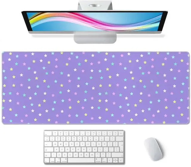 Main image of Mouse Pad Gaming, Large Mouse Pads, Non-Slip Rubber Base Mousepad, Keyboard Mouse Mat Desk Pad with Stitched Edges, 31.5x11.8 inch Pastel Star Pattern