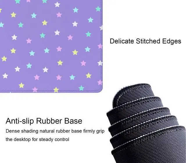 Alt view image 3 of 7 - Mouse Pad Gaming, Large Mouse Pads, Non-Slip Rubber Base Mousepad, Keyboard Mouse Mat Desk Pad with Stitched Edges, 31.5x11.8 inch Pastel Star Pattern