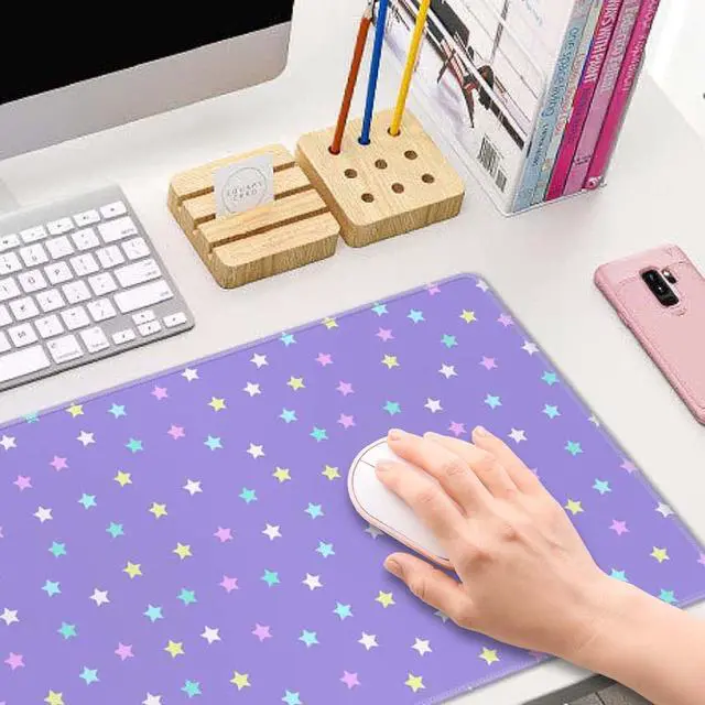 Alt view image 6 of 7 - Mouse Pad Gaming, Large Mouse Pads, Non-Slip Rubber Base Mousepad, Keyboard Mouse Mat Desk Pad with Stitched Edges, 31.5x11.8 inch Pastel Star Pattern