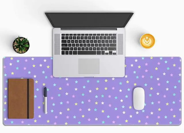 Alt view image 5 of 7 - Mouse Pad Gaming, Large Mouse Pads, Non-Slip Rubber Base Mousepad, Keyboard Mouse Mat Desk Pad with Stitched Edges, 31.5x11.8 inch Pastel Star Pattern