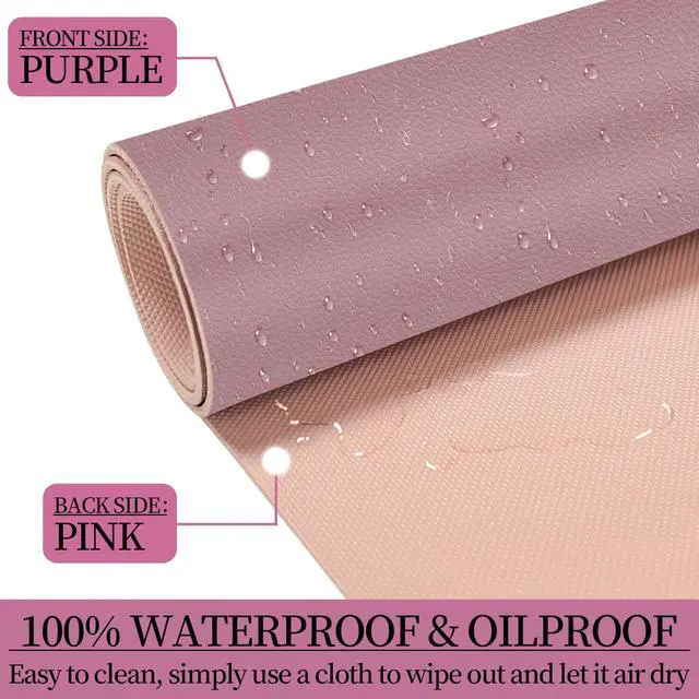 Alt view image 6 of 7 - Non-Slip Desk Pad Mat, Leather Desk Mat for Desktop, Large Mouse Pad, Waterproof Computer Mouse Mat Desktop Protector for Office/Home (Purple Pink, 35.4" x 17")