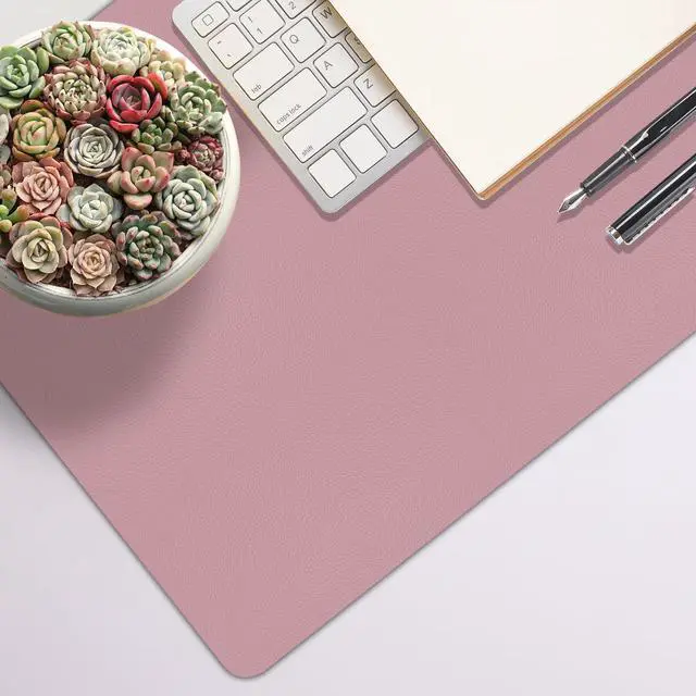 Alt view image 7 of 7 - Non-Slip Desk Pad Mat, Leather Desk Mat for Desktop, Large Mouse Pad, Waterproof Computer Mouse Mat Desktop Protector for Office/Home (Purple Pink, 35.4" x 17")