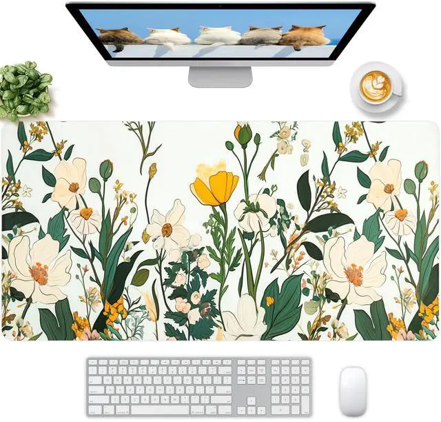 Main image of Large Desk Mat, Desk Matt for Desktop, Leather Mouse Pad, Waterproof Large Keyboard Pad, Anti-Slip Computer mat, Keyboard and Mousepad for Women Office Decor (35.4"x16.9")