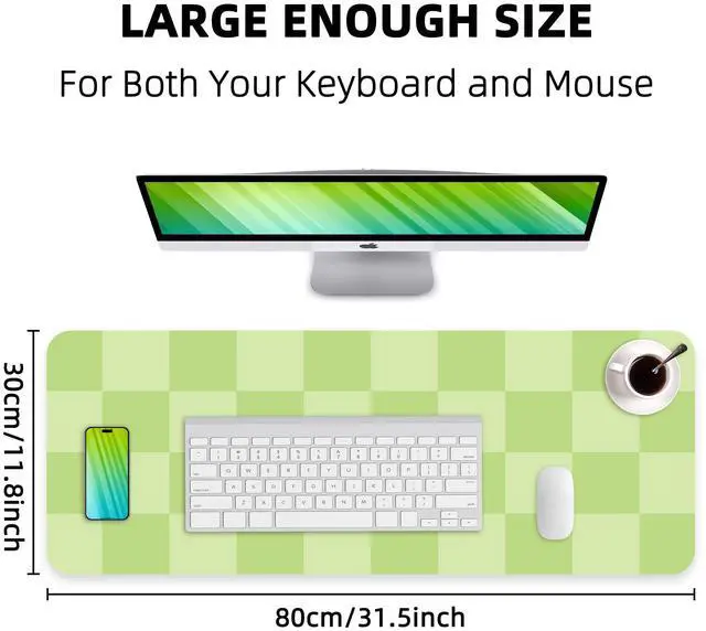Alt view image 2 of 7 - Non-Slip Desk Pad, Mouse Pad, Waterproof PU Leather Desk Protector, Large Desk Blotter, Easy Clean Laptop Desk Writing Mat for Work/Home/Decor(Green 31.5" x 12")