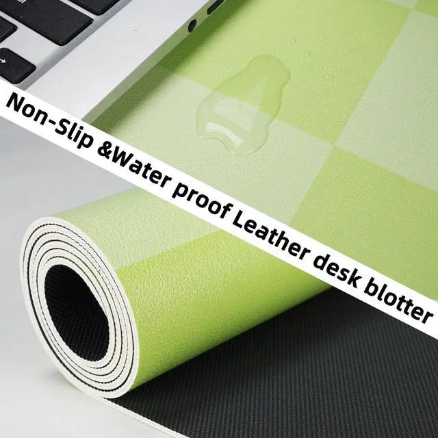 Alt view image 3 of 7 - Non-Slip Desk Pad, Mouse Pad, Waterproof PU Leather Desk Protector, Large Desk Blotter, Easy Clean Laptop Desk Writing Mat for Work/Home/Decor(Green 31.5" x 12")