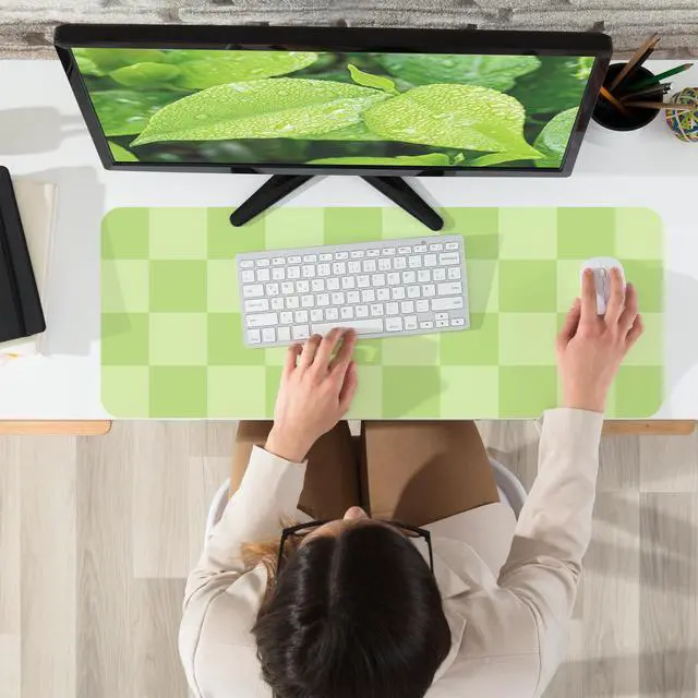 Alt view image 4 of 7 - Non-Slip Desk Pad, Mouse Pad, Waterproof PU Leather Desk Protector, Large Desk Blotter, Easy Clean Laptop Desk Writing Mat for Work/Home/Decor(Green 31.5" x 12")