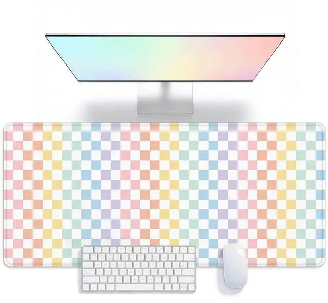 Main image of Office Desk Mat Large Mouse Pad Computer Desktop Cover Protector with Lycra Surface & Non-Slip Rubber Base, Edges Desk Protector for Keyboard, Mouse, and Writing(Multicolor)