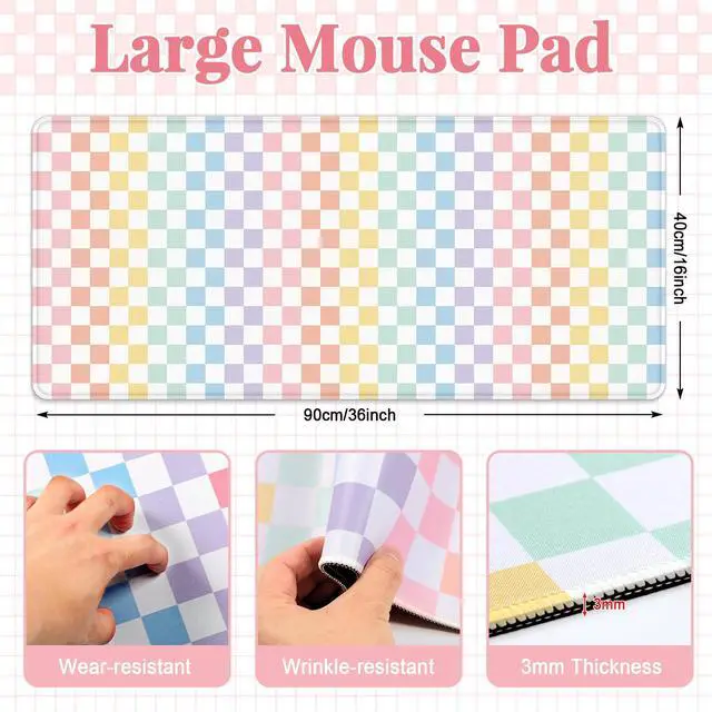 Alt view image 2 of 7 - Office Desk Mat Large Mouse Pad Computer Desktop Cover Protector with Lycra Surface & Non-Slip Rubber Base, Edges Desk Protector for Keyboard, Mouse, and Writing(Multicolor)