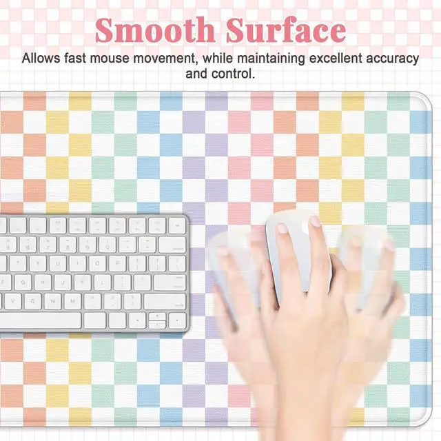Alt view image 4 of 7 - Office Desk Mat Large Mouse Pad Computer Desktop Cover Protector with Lycra Surface & Non-Slip Rubber Base, Edges Desk Protector for Keyboard, Mouse, and Writing(Multicolor)