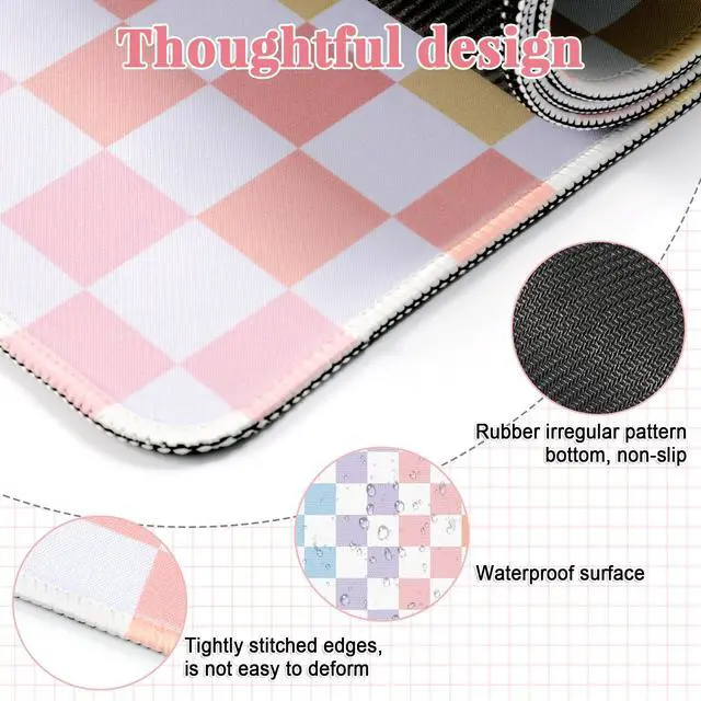Alt view image 3 of 7 - Office Desk Mat Large Mouse Pad Computer Desktop Cover Protector with Lycra Surface & Non-Slip Rubber Base, Edges Desk Protector for Keyboard, Mouse, and Writing(Multicolor)