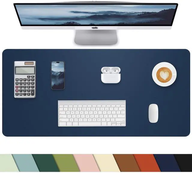 Main image of Non-Slip Desk mat,PULeather Desk Pad Protector, Office Desk Mat, Large Mouse Pad,Desk Blotter, Laptop Desk Pad, Waterproof Desk Writing Pad for Office and Home (Midnight Blue, 35.4" x 17")