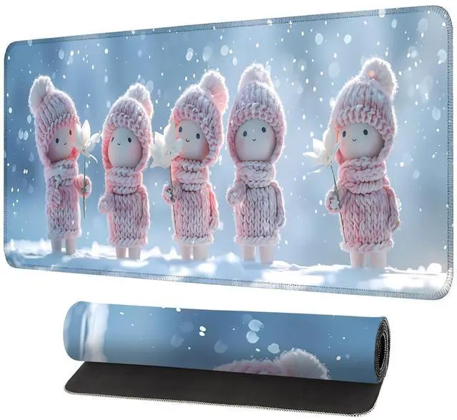 Main image of Mouse Pad Gaming Mousepad 31.5 x 11.8in Large Mouse Pad for Keyboard and Mouse with Anti-Slip Rubber Base, Keyboard Pad XL Mouse Mat for Home and Office,Cute Winter Dolls