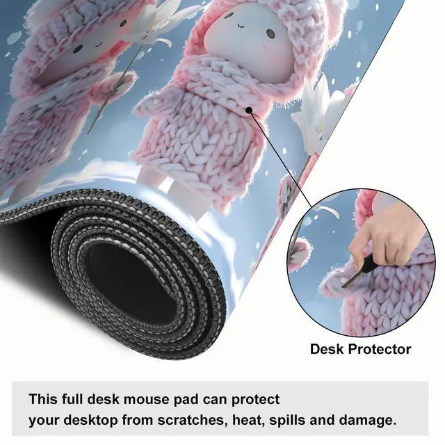 Alt view image 4 of 7 - Mouse Pad Gaming Mousepad 31.5 x 11.8in Large Mouse Pad for Keyboard and Mouse with Anti-Slip Rubber Base, Keyboard Pad XL Mouse Mat for Home and Office,Cute Winter Dolls