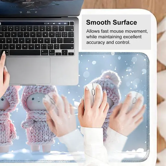 Alt view image 6 of 7 - Mouse Pad Gaming Mousepad 31.5 x 11.8in Large Mouse Pad for Keyboard and Mouse with Anti-Slip Rubber Base, Keyboard Pad XL Mouse Mat for Home and Office,Cute Winter Dolls