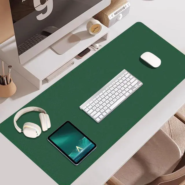 Alt view image 6 of 6 - Non Slip Desk Mat, 31.5" x 15.7" PU Leather Desk Pad, Cork Desk Mat for Desktop, Desk Pad for Keyboard and Mouse, Ideal for Office and Home, Dark Green