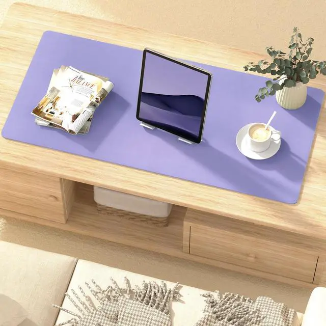 Alt view image 3 of 7 - Leather Desk Pad Protector, Mouse Pad, Non-Slip Computer Mat for Desk, PU Leather Office Desk Mat for Home & Office, Waterproof Laptop Desk Blotter for Keyboard and Mouse, Taro Purple (15.7''X31.5'')