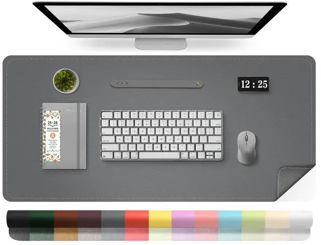 Main image of Leather Desk Pad Protector, Desk Mat, Large Mouse Pad, Non-Slip Desk Blotter, Office Laptop Desk Pad, PU Leather Desk Writing Pad for Office and Home (Dark Gray, 31.5" x 15.7")