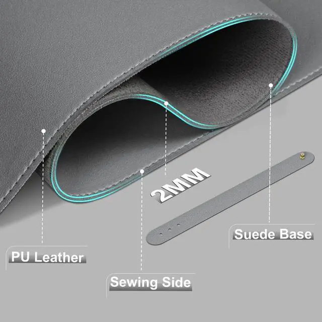 Alt view image 2 of 6 - Leather Desk Pad Protector, Desk Mat, Large Mouse Pad, Non-Slip Desk Blotter, Office Laptop Desk Pad, PU Leather Desk Writing Pad for Office and Home (Dark Gray, 31.5" x 15.7")