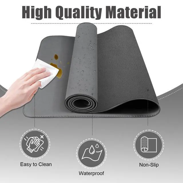 Alt view image 3 of 6 - Leather Desk Pad Protector, Desk Mat, Large Mouse Pad, Non-Slip Desk Blotter, Office Laptop Desk Pad, PU Leather Desk Writing Pad for Office and Home (Dark Gray, 31.5" x 15.7")
