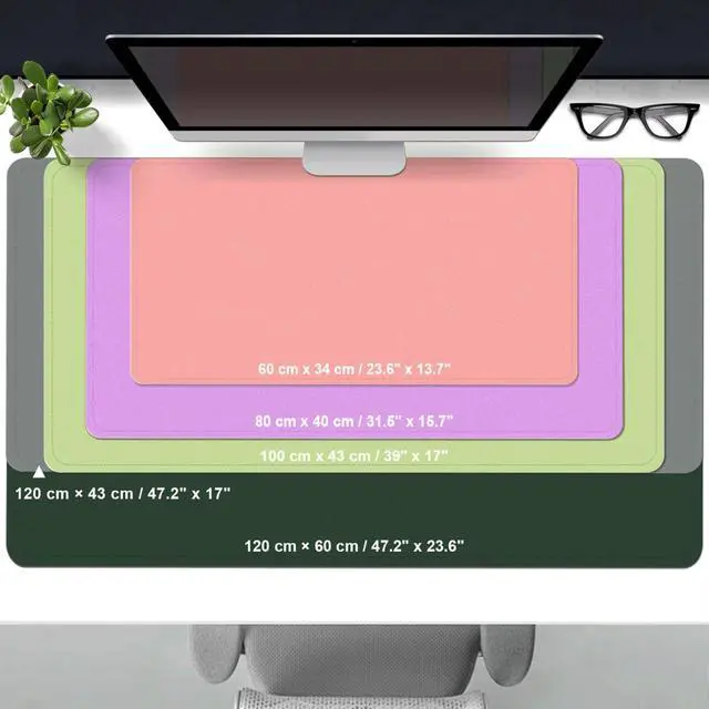 Alt view image 4 of 6 - Leather Desk Pad Protector, Desk Mat, Large Mouse Pad, Non-Slip Desk Blotter, Office Laptop Desk Pad, PU Leather Desk Writing Pad for Office and Home (Blackish Green, 31.5" x 15.7")