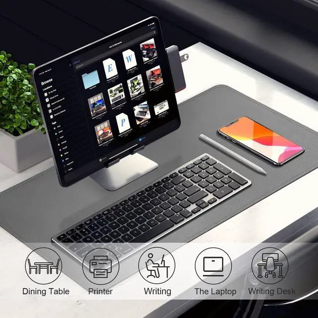 Alt view image 5 of 6 - Leather Desk Pad Protector, Desk Mat, Large Mouse Pad, Non-Slip Desk Blotter, Office Laptop Desk Pad, PU Leather Desk Writing Pad for Office and Home (Dark Gray, 31.5" x 15.7")