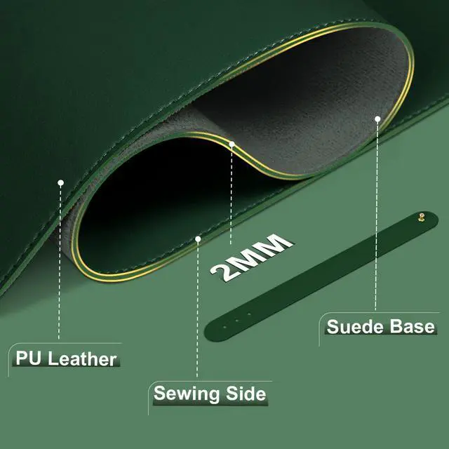 Alt view image 2 of 6 - Leather Desk Pad Protector, Desk Mat, Large Mouse Pad, Non-Slip Desk Blotter, Office Laptop Desk Pad, PU Leather Desk Writing Pad for Office and Home (Blackish Green, 31.5" x 15.7")