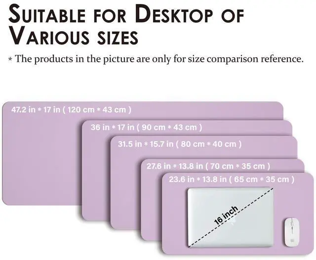 Alt view image 5 of 7 - Leather Desk Mat - Non-Slip PU Desk Pad for Office and Home - Desk Organization and Accessories - Ideal for Large Mouse Pad and Desk Mats on Top of Desks (Purple,31.5"x 15.7")