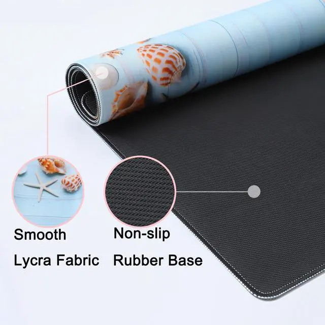 Alt view image 5 of 6 - Desk Mat,Large Mouse Pad 35''×15.6'' XXL Extended Gaming Mouse Pad Mat with Non-Slip Base Stitched Eges Mousepad for Computer,Office,Keyboard and Laptop - Sea Shell