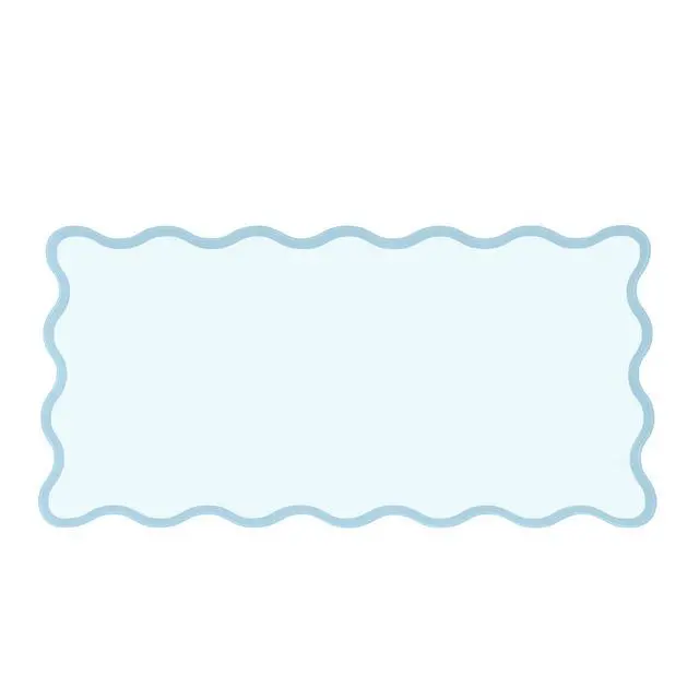Alt view image 2 of 7 - Scalloped Desk Mat, 31.5" x 15.7", PU Leather, Waterproof Anti-Slip, Cute Aesthetic Desk Pad for Office/Home/Game/Vanity (Blue, Large)