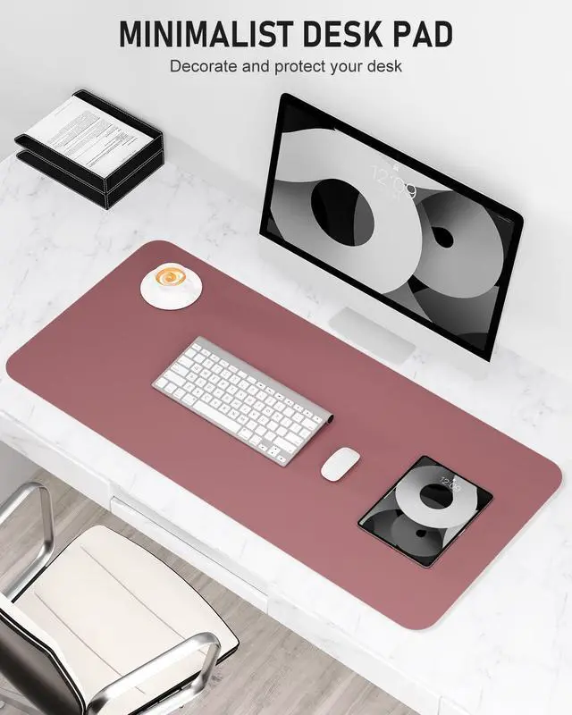 Alt view image 2 of 7 - Desk Pad, 30" x 14" PU Leather Non-Slip Desk Mat Large Mouse Pad for Desktop, Waterproof Laptop Computer Writing Mat for Office, Home, Work, Gaming, Deep Red